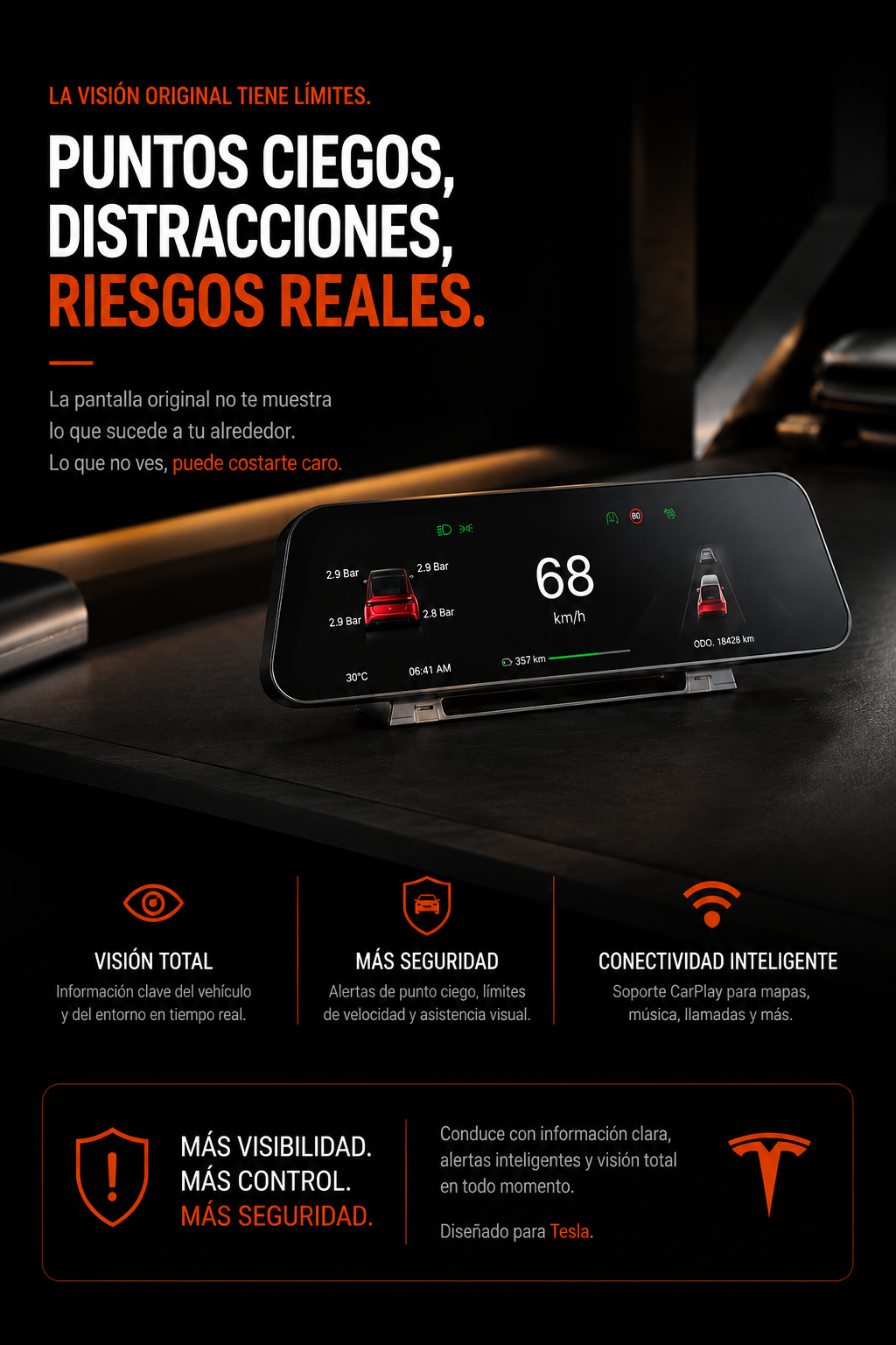 Pantalla Head-Up Display Pro de 9.66"