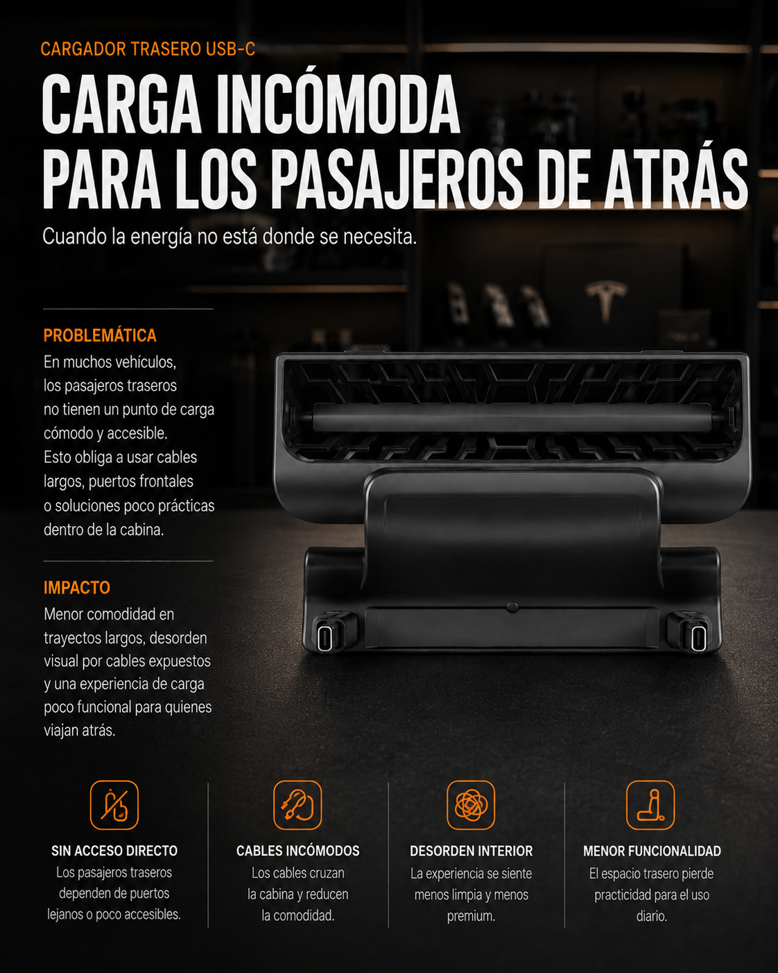 Cargador Con Cables Retractiles Para Puestos Traseros