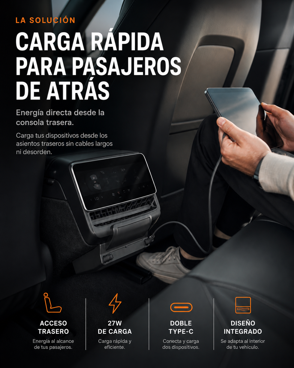 Cargador Con Cables Retractiles Para Puestos Traseros