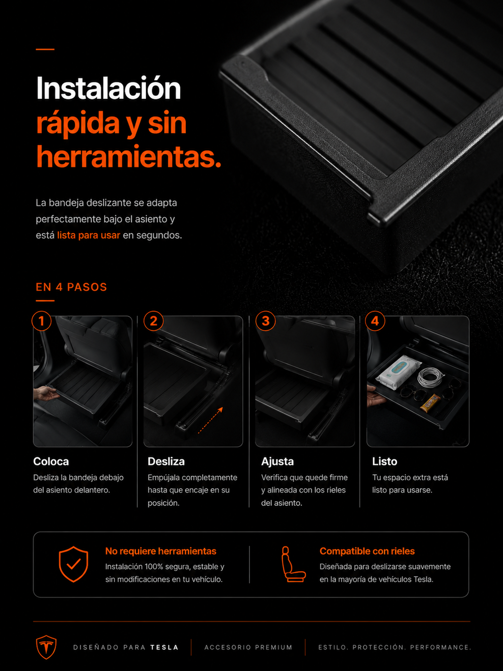 Organizador Deslizante Bajo el Asiento