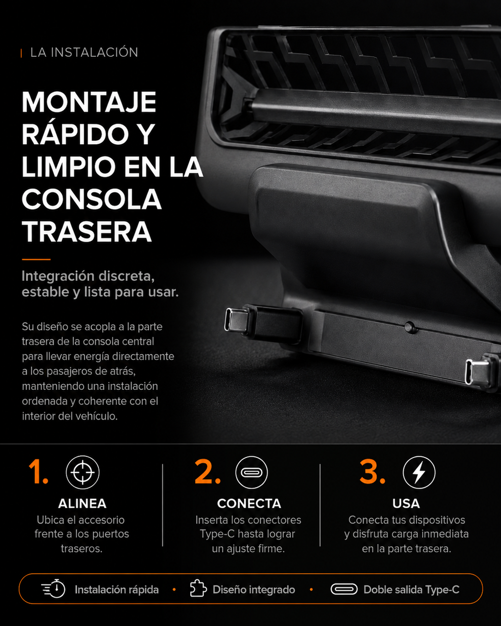 Cargador Con Cables Retractiles Para Puestos Traseros