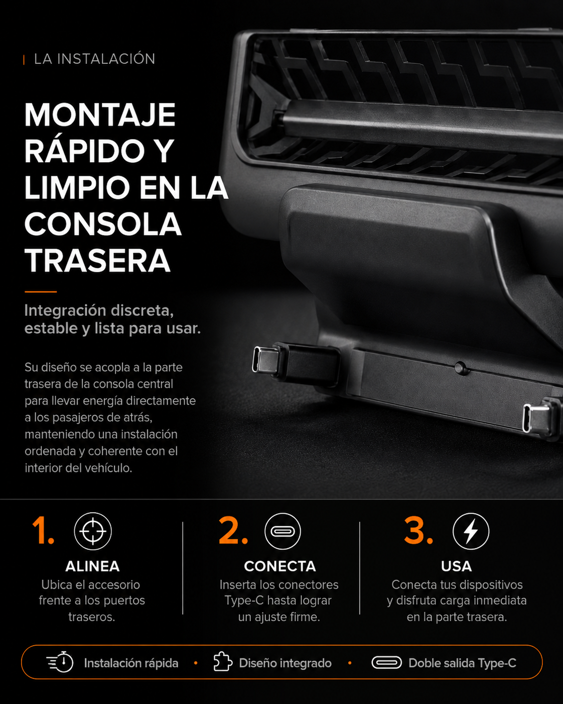 Cargador Con Cables Retractiles Para Puestos Traseros