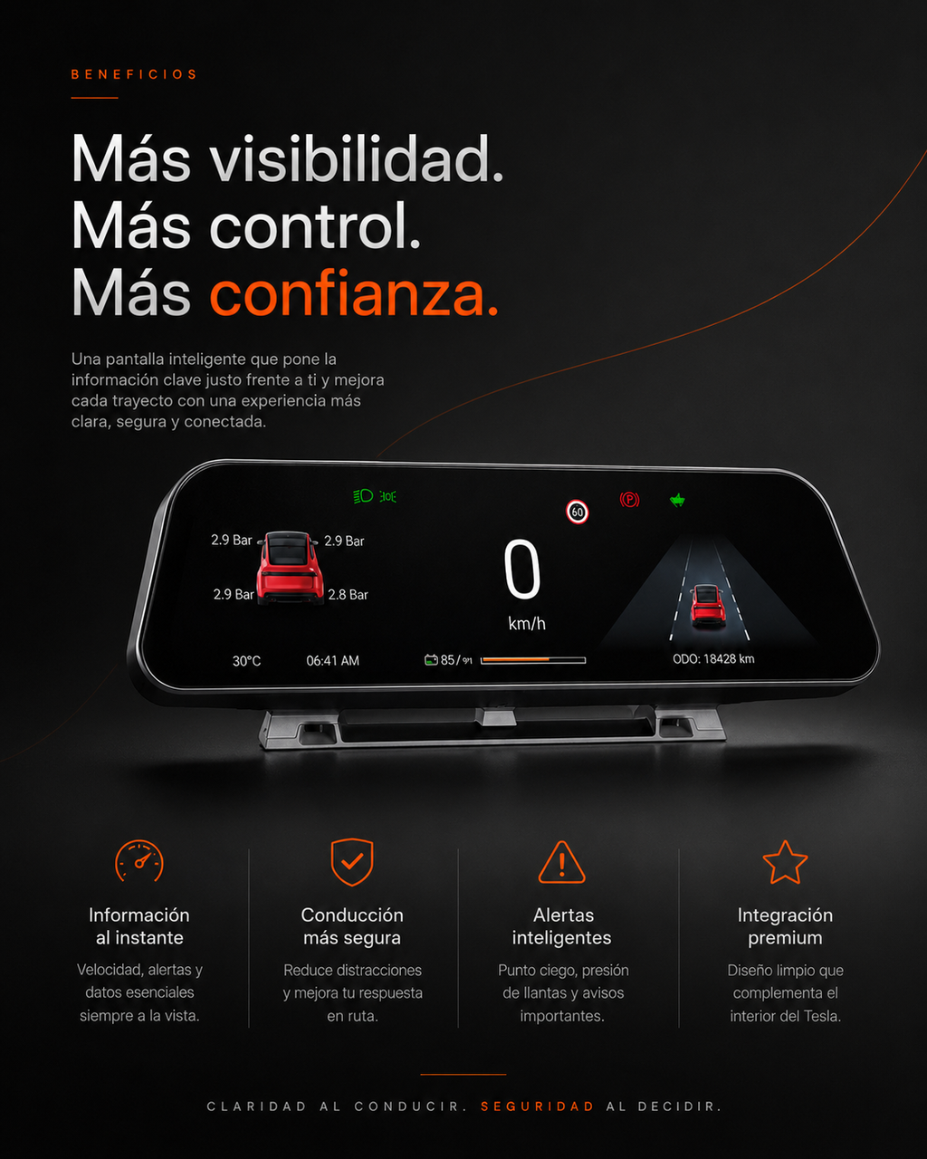Pantalla Head-Up Display Pro de 9.66"