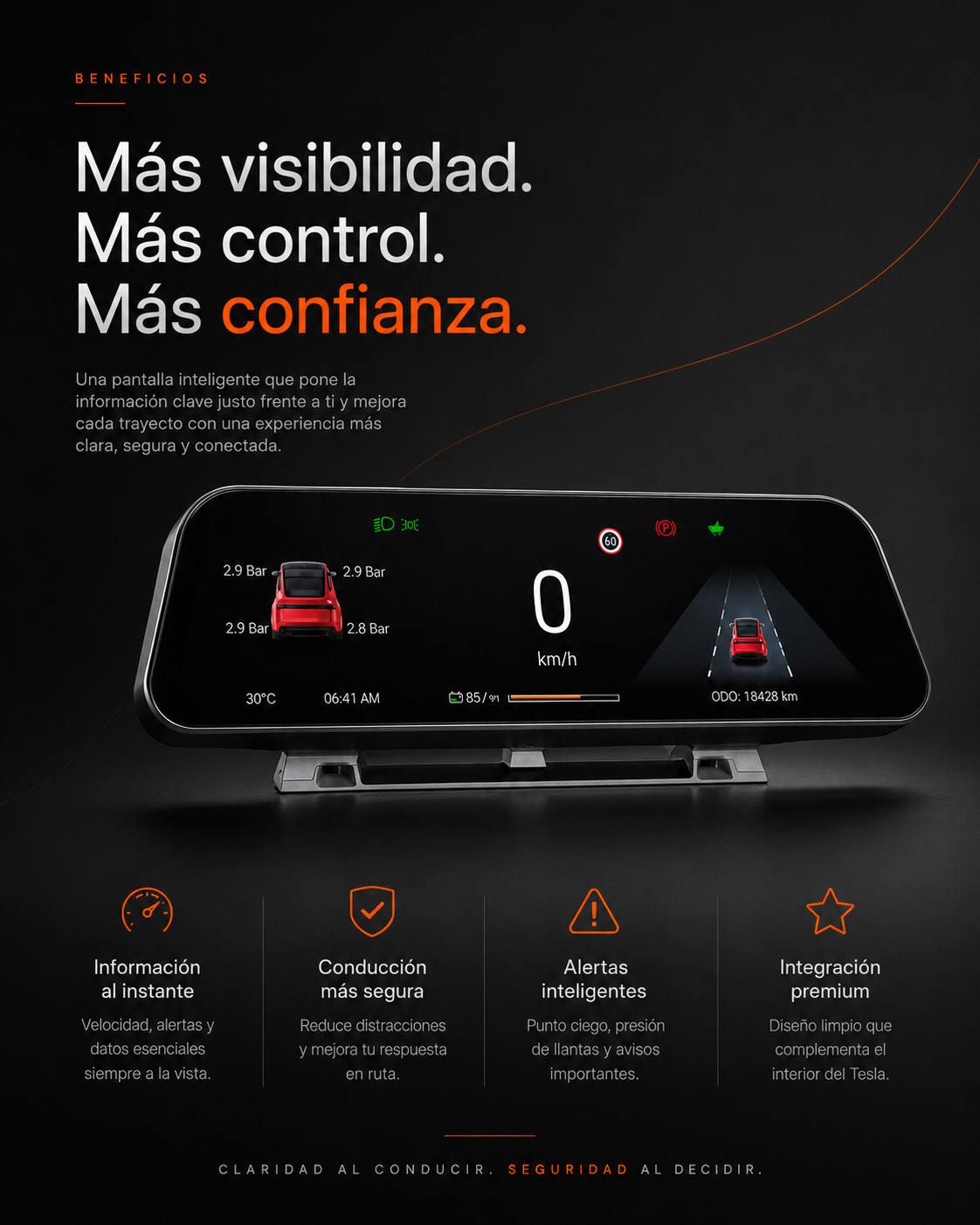 Pantalla Head-Up Display Pro de 9.66"