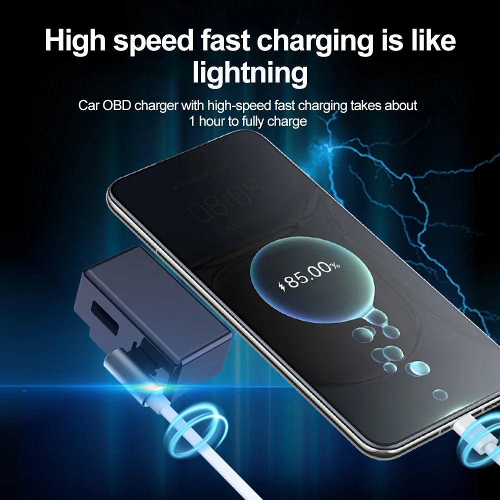 Adaptador De Carga Rápida Para Celular Con OBD2 Splitter