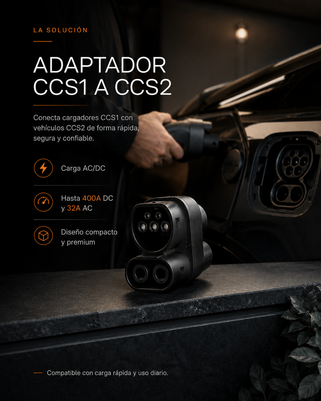 Adaptador CCS1 a CCS2 de 400A